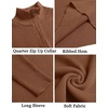 image:imageCOOFANDY Mens Quarter Zip Sweaters Slim Fit Mock Neck Pullover Sweaters Lightweight Knitted Polo SweaterBrown