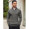 image:imageCOOFANDY Mens Quarter Zip Sweaters Slim Fit Mock Neck Pullover Sweaters Lightweight Knitted Polo SweaterDark Grey