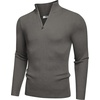image:imageCOOFANDY Mens Quarter Zip Sweaters Slim Fit Mock Neck Pullover Sweaters Lightweight Knitted Polo SweaterDark Grey