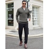 image:imageCOOFANDY Mens Quarter Zip Sweaters Slim Fit Mock Neck Pullover Sweaters Lightweight Knitted Polo SweaterDark Grey