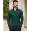 image:imageCOOFANDY Mens Quarter Zip Sweaters Slim Fit Mock Neck Pullover Sweaters Lightweight Knitted Polo SweaterGreen