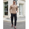 image:imageCOOFANDY Mens Quarter Zip Sweaters Slim Fit Mock Neck Pullover Sweaters Lightweight Knitted Polo SweaterKhaki
