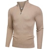 image:imageCOOFANDY Mens Quarter Zip Sweaters Slim Fit Mock Neck Pullover Sweaters Lightweight Knitted Polo SweaterKhaki
