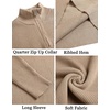 image:imageCOOFANDY Mens Quarter Zip Sweaters Slim Fit Mock Neck Pullover Sweaters Lightweight Knitted Polo SweaterKhaki