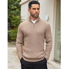 image:imageCOOFANDY Mens Quarter Zip Sweaters Slim Fit Mock Neck Pullover Sweaters Lightweight Knitted Polo SweaterKhaki