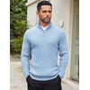 image:imageCOOFANDY Mens Quarter Zip Sweaters Slim Fit Mock Neck Pullover Sweaters Lightweight Knitted Polo SweaterLight Blue