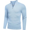image:imageCOOFANDY Mens Quarter Zip Sweaters Slim Fit Mock Neck Pullover Sweaters Lightweight Knitted Polo SweaterLight Blue