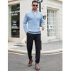image:imageCOOFANDY Mens Quarter Zip Sweaters Slim Fit Mock Neck Pullover Sweaters Lightweight Knitted Polo SweaterLight Blue