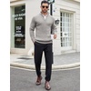 image:imageCOOFANDY Mens Quarter Zip Sweaters Slim Fit Mock Neck Pullover Sweaters Lightweight Knitted Polo SweaterLight Grey