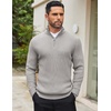 image:imageCOOFANDY Mens Quarter Zip Sweaters Slim Fit Mock Neck Pullover Sweaters Lightweight Knitted Polo SweaterLight Grey