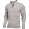 image:imageCOOFANDY Mens Quarter Zip Sweaters Slim Fit Mock Neck Pullover Sweaters Lightweight Knitted Polo SweaterLight Grey