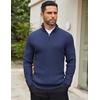 image:imageCOOFANDY Mens Quarter Zip Sweaters Slim Fit Mock Neck Pullover Sweaters Lightweight Knitted Polo SweaterNavy Blue