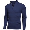 image:imageCOOFANDY Mens Quarter Zip Sweaters Slim Fit Mock Neck Pullover Sweaters Lightweight Knitted Polo SweaterNavy Blue