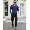 image:imageCOOFANDY Mens Quarter Zip Sweaters Slim Fit Mock Neck Pullover Sweaters Lightweight Knitted Polo SweaterNavy Blue