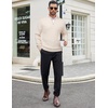 image:imageCOOFANDY Mens Quarter Zip Sweaters Slim Fit Mock Neck Pullover Sweaters Lightweight Knitted Polo SweaterOffwhite
