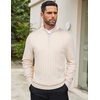 image:imageCOOFANDY Mens Quarter Zip Sweaters Slim Fit Mock Neck Pullover Sweaters Lightweight Knitted Polo SweaterOffwhite