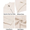 image:imageCOOFANDY Mens Quarter Zip Sweaters Slim Fit Mock Neck Pullover Sweaters Lightweight Knitted Polo SweaterOffwhite