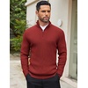 image:imageCOOFANDY Mens Quarter Zip Sweaters Slim Fit Mock Neck Pullover Sweaters Lightweight Knitted Polo SweaterRed