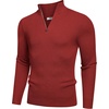 image:imageCOOFANDY Mens Quarter Zip Sweaters Slim Fit Mock Neck Pullover Sweaters Lightweight Knitted Polo SweaterRed