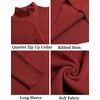 image:imageCOOFANDY Mens Quarter Zip Sweaters Slim Fit Mock Neck Pullover Sweaters Lightweight Knitted Polo SweaterRed