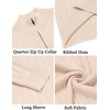 image:imageCOOFANDY Mens Quarter Zip Sweaters Slim Fit Mock Neck Pullover Sweaters Lightweight Knitted Polo SweaterRibbed Beige
