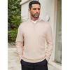 image:imageCOOFANDY Mens Quarter Zip Sweaters Slim Fit Mock Neck Pullover Sweaters Lightweight Knitted Polo SweaterRibbed Beige