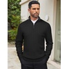 image:imageCOOFANDY Mens Quarter Zip Sweaters Slim Fit Mock Neck Pullover Sweaters Lightweight Knitted Polo SweaterRibbed Black
