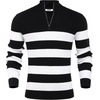 image:imageCOOFANDY Mens Quarter Zip Sweaters Slim Fit Mock Neck Pullover Sweaters Lightweight Knitted Polo SweaterStripe Black  White