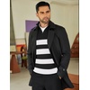 image:imageCOOFANDY Mens Quarter Zip Sweaters Slim Fit Mock Neck Pullover Sweaters Lightweight Knitted Polo SweaterStripe Black  White