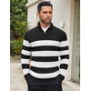 image:imageCOOFANDY Mens Quarter Zip Sweaters Slim Fit Mock Neck Pullover Sweaters Lightweight Knitted Polo SweaterStripe Black  White