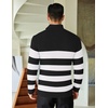 image:imageCOOFANDY Mens Quarter Zip Sweaters Slim Fit Mock Neck Pullover Sweaters Lightweight Knitted Polo SweaterStripe Black  White