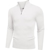 image:imageCOOFANDY Mens Quarter Zip Sweaters Slim Fit Mock Neck Pullover Sweaters Lightweight Knitted Polo SweaterWhite
