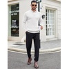 image:imageCOOFANDY Mens Quarter Zip Sweaters Slim Fit Mock Neck Pullover Sweaters Lightweight Knitted Polo SweaterWhite