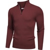 image:imageCOOFANDY Mens Quarter Zip Sweaters Slim Fit Mock Neck Pullover Sweaters Lightweight Knitted Polo SweaterWine Red