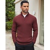 image:imageCOOFANDY Mens Quarter Zip Sweaters Slim Fit Mock Neck Pullover Sweaters Lightweight Knitted Polo SweaterWine Red
