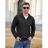 image:imageCOOFANDY Mens Quarter Zip Up Pullover Slim Fit Lightweight Mock Neck Long Sleeve SweatersBlack