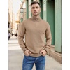 image:imageCOOFANDY Mens Quarter Zip Up Pullover Slim Fit Lightweight Mock Neck Long Sleeve SweatersClassic Khaki