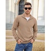image:imageCOOFANDY Mens Quarter Zip Up Pullover Slim Fit Lightweight Mock Neck Long Sleeve SweatersClassic Khaki