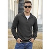 image:imageCOOFANDY Mens Quarter Zip Up Pullover Slim Fit Lightweight Mock Neck Long Sleeve SweatersDark Gray