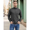 image:imageCOOFANDY Mens Quarter Zip Up Pullover Slim Fit Lightweight Mock Neck Long Sleeve SweatersDark Gray