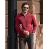 image:imageCOOFANDY Mens Quarter Zip Up Pullover Slim Fit Lightweight Mock Neck Long Sleeve SweatersDark Red
