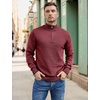 image:imageCOOFANDY Mens Quarter Zip Up Pullover Slim Fit Lightweight Mock Neck Long Sleeve SweatersDark Red