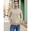 image:imageCOOFANDY Mens Quarter Zip Up Pullover Slim Fit Lightweight Mock Neck Long Sleeve SweatersKhaki