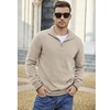 image:imageCOOFANDY Mens Quarter Zip Up Pullover Slim Fit Lightweight Mock Neck Long Sleeve SweatersKhaki