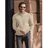 image:imageCOOFANDY Mens Quarter Zip Up Pullover Slim Fit Lightweight Mock Neck Long Sleeve SweatersKhaki
