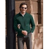 image:imageCOOFANDY Mens Quarter Zip Up Pullover Slim Fit Lightweight Mock Neck Long Sleeve SweatersLake Green