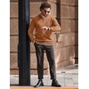 image:imageCOOFANDY Mens Quarter Zip Up Pullover Slim Fit Lightweight Mock Neck Long Sleeve SweatersLight Brown