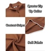 image:imageCOOFANDY Mens Quarter Zip Up Pullover Slim Fit Lightweight Mock Neck Long Sleeve SweatersLight Brown