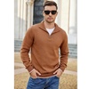 image:imageCOOFANDY Mens Quarter Zip Up Pullover Slim Fit Lightweight Mock Neck Long Sleeve SweatersLight Brown