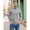 image:imageCOOFANDY Mens Quarter Zip Up Pullover Slim Fit Lightweight Mock Neck Long Sleeve SweatersLight Gray